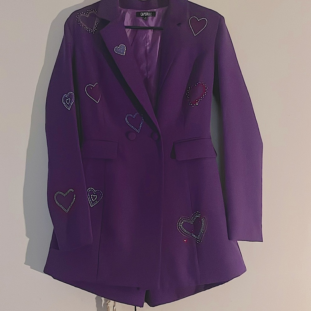 Purple suit like blazer with shorts